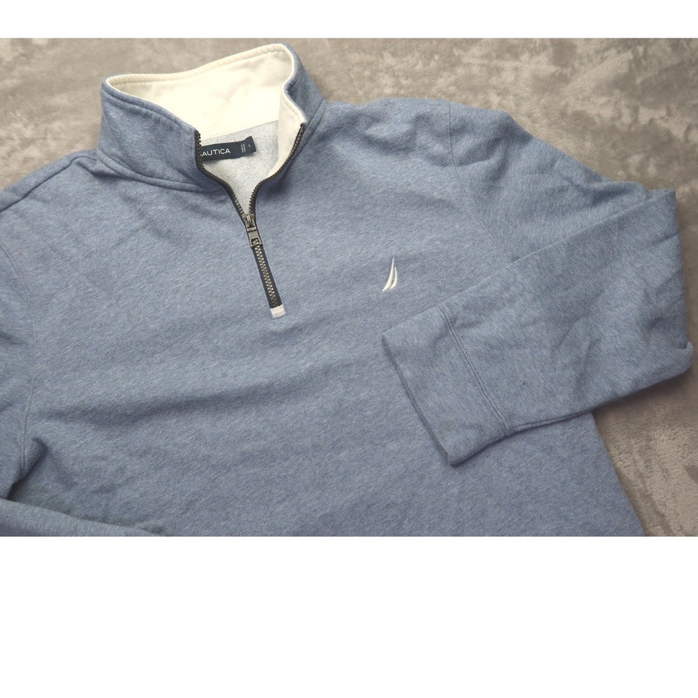 Nautica Men's Light Blue 1/4 Zip Pullover Sweatshirt Sweater Size‎ L